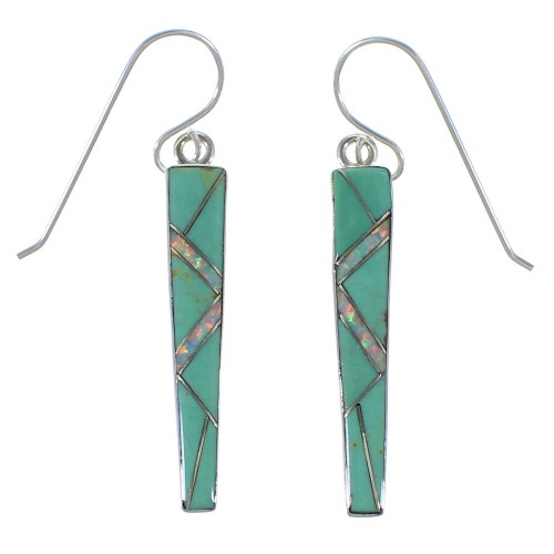 Southwest Turquoise And Opal Inlay Silver Earrings EX44853