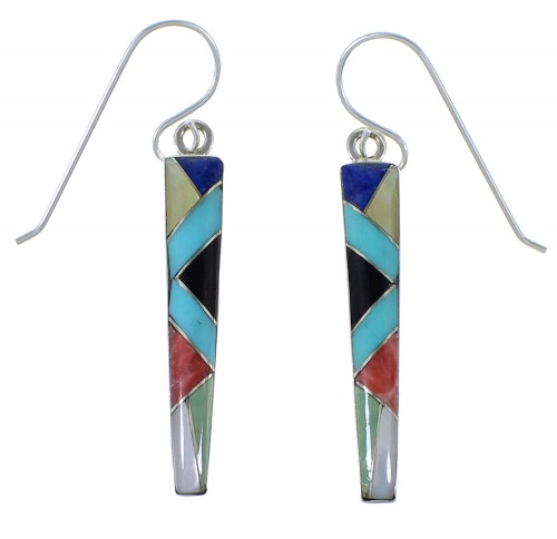 Multicolor Inlay Southwest Silver Earrings EX44867