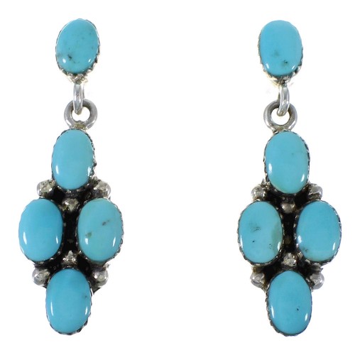 Authentic Sterling Silver Turquoise Post Dangle Earrings AX48681