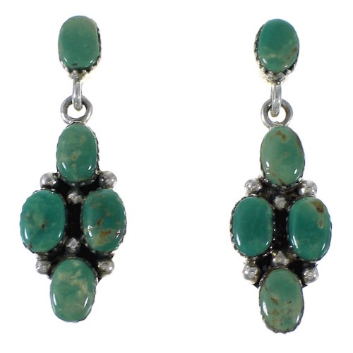 Genuine Sterling Silver Turquoise Post Dangle Earrings AX48689
