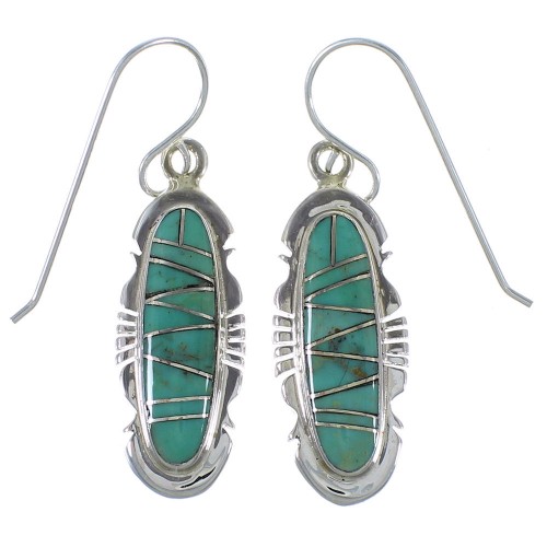 Southwestern Jewelry Silver Turquoise Hook Dangle Earrings AX48821