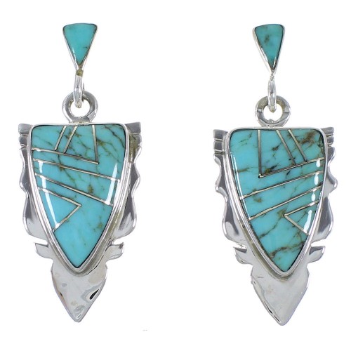 Silver Southwestern Turquoise Post Dangle Earrings CX46395