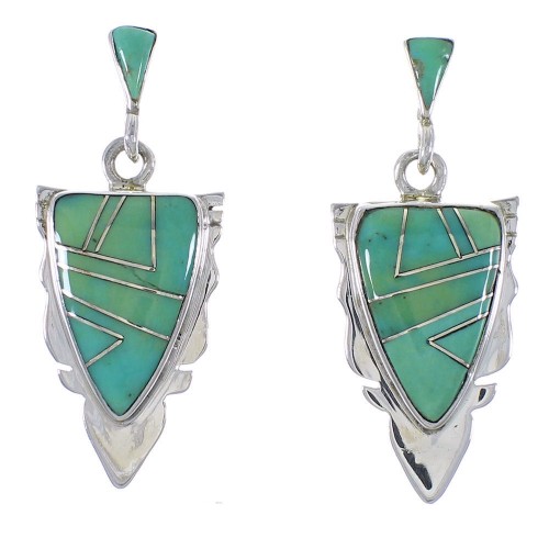 Turquoise Sterling Silver Post Dangle Earrings CX46400
