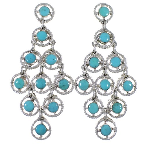 Southwest Silver Turquoise Jewelry Post Dangle Earrings CX46544