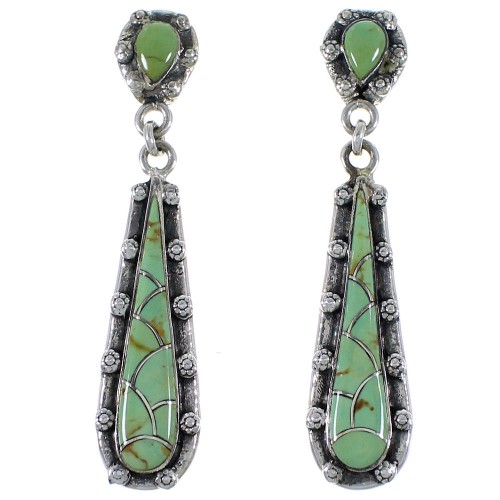 Turquoise Jewelry Silver Southwestern Post Dangle Earrings CX46578