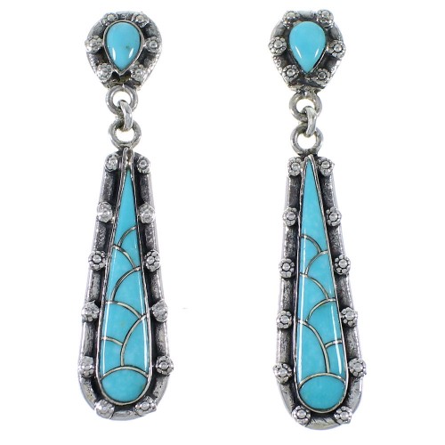 Genuine Sterling Silver And Turquoise Earrings CX46580