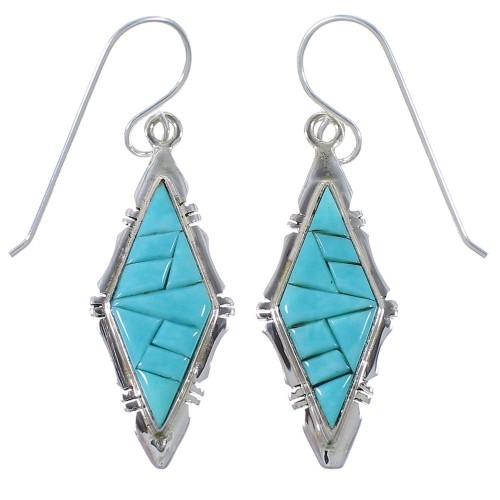 Sterling Silver Turquoise Hook Dangle Earrings Jewelry CX46595