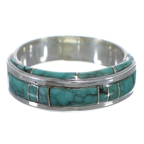 Southwest Turquoise Silver Ring Size 6-3/4 EX41954