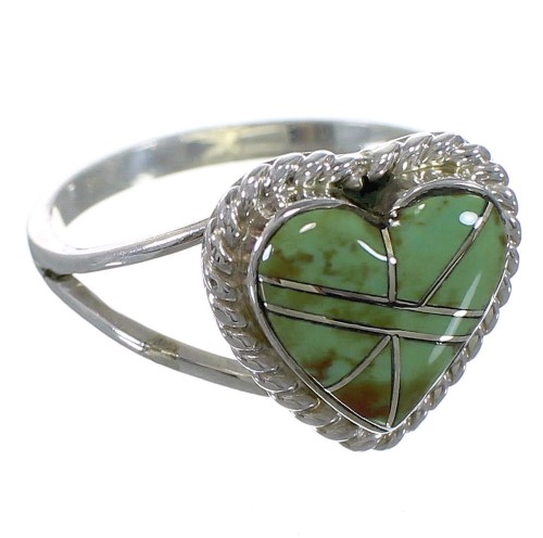 Turquoise Southwestern Heart Ring Size 6-1/2 EX42163