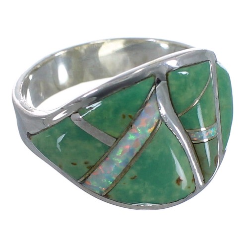 Genuine Sterling Silver Turquoise And Opal Ring Size 6-1/2 EX44715