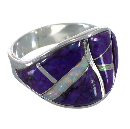 Sterling Silver Magenta Turquoise Opal Inlay Ring Size 8-3/4 EX44770