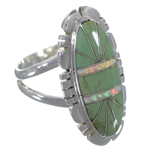 Opal And Turquoise Southwest Silver Ring Size 7-1/4 AX52677