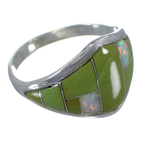 Opal And Turquoise Sterling Silver Jewelry Ring Size 8-1/4 AX52314