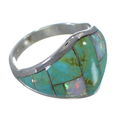 Opal And Turquoise Sterling Silver Ring Size 4-3/4 AX52316