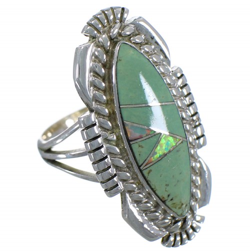 Southwest Silver Jewelry Turquoise And Opal Ring Size 5-1/4 TX45586