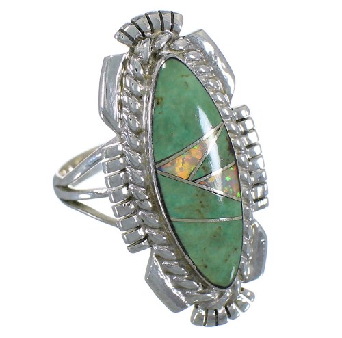 Southwestern Sterling Silver Turquoise Opal Ring Size 6-3/4 TX45589