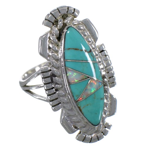 Opal Sterling Silver Turquoise Ring Size 8-1/4 TX45744