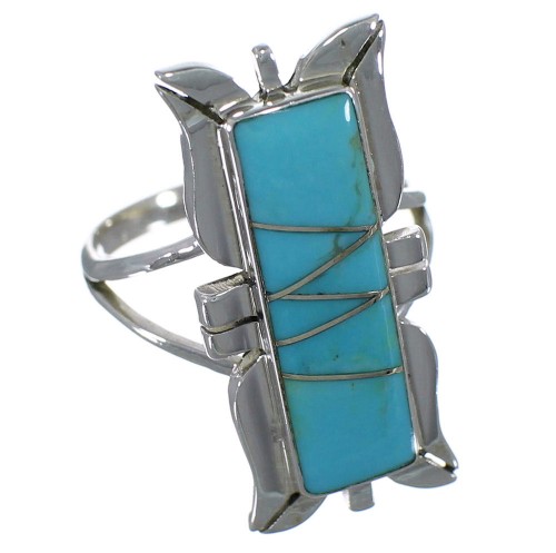 Southwestern Turquoise And Silver Ring Size 6-1/2 EX44229