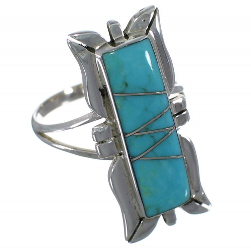 Southwest Silver Turquoise Ring Size 6-3/4 EX44233