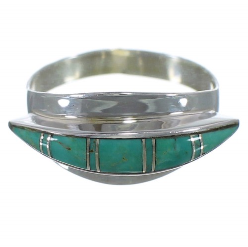 Turquoise Inlay Southwest Silver And Ring Size 8-3/4 EX44923