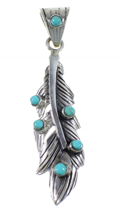 Southwestern Jewelry Turquoise Feather Pendant PX42947