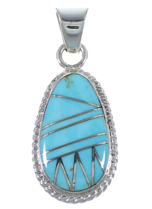 Genuine Sterling Silver Turquoise Inlay Pendant PX42957