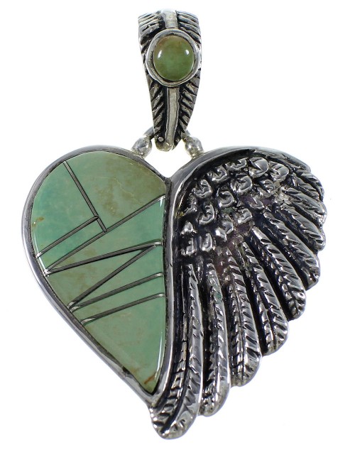 Turquoise Inlay Genuine Sterling Silver Heart Pendant PX42975