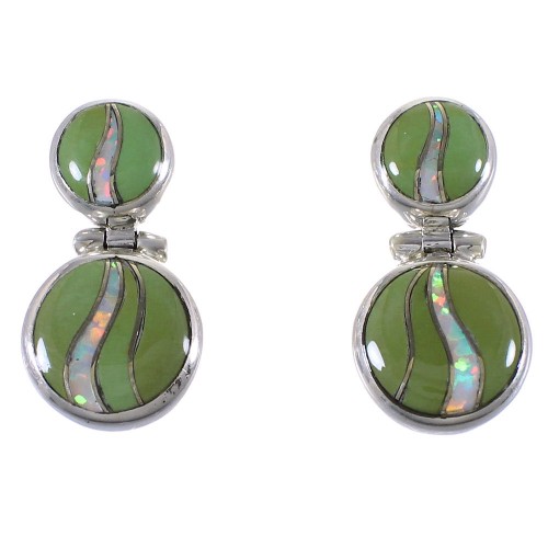 Opal Turquoise Inlay Post Dangle Earrings Jewelry CX45883