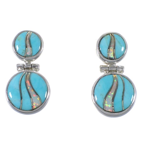 Turquoise Opal Southwest Post Dangle Earrings CX45890