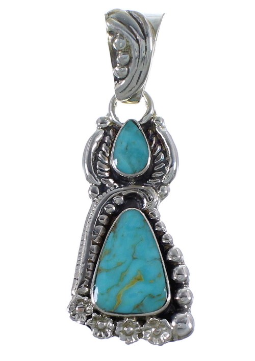Turquoise Flower Jewelry Sterling Silver Pendant CX46677