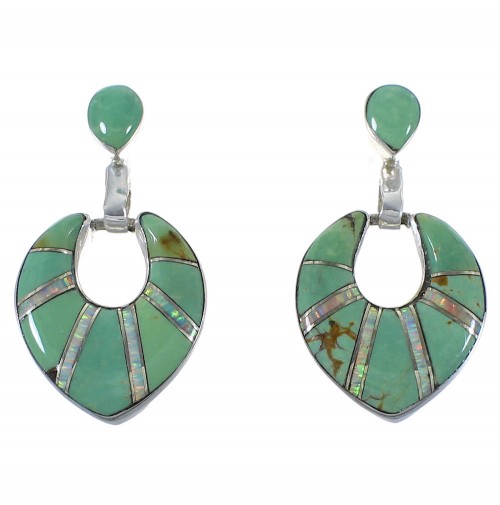 Genuine Sterling Silver Turquoise And Opal Inlay Earrings CX45051