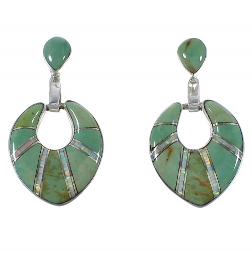 Turquoise Opal Inlay Southwest Jewelry Post Dangle Earrings CX45058