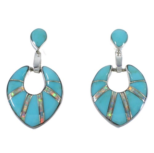 Sterling Silver Turquoise And Opal Southwest Jewelry Earrings CX45062