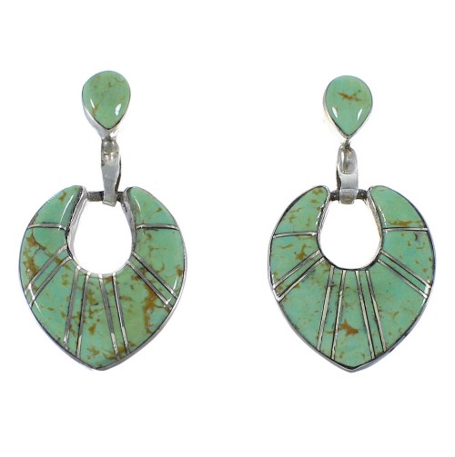 Turquoise Post Dangle Earrings Sterling Silver Jewelry CX45077
