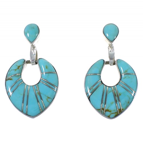 Turquoise Inlay Sterling Silver Earrings CX45085