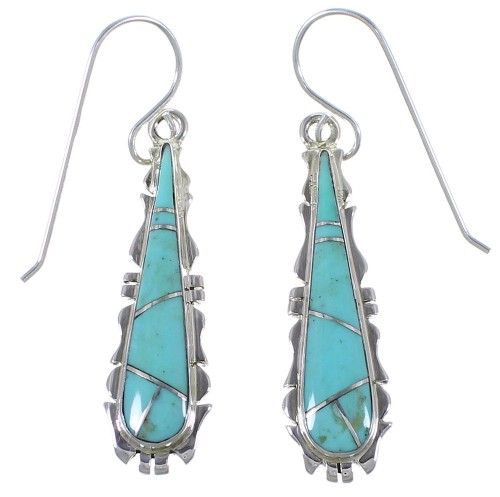 Southwestern Turquoise Silver Hook Earrings CX45328
