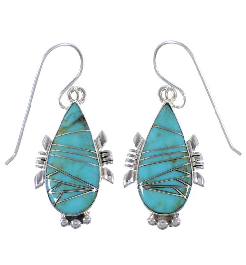 Genuine Sterling Silver Turquoise Jewelry Hook Earrings CX45602