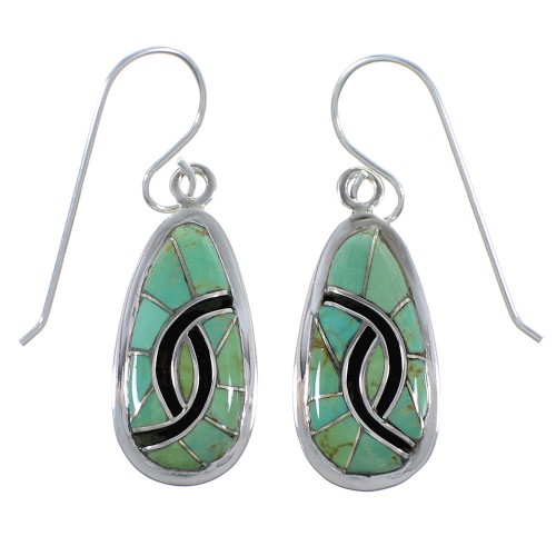 Southwest Genuine Sterling Silver Turquoise Earrings CX45612