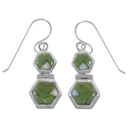 Southwest Turquoise And Opal Sterling Silver Earrings CX46941