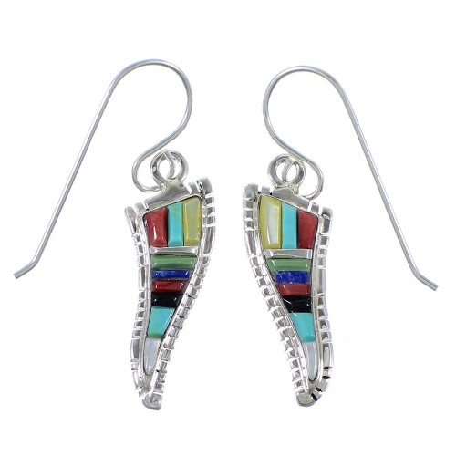 Sterling Silver Multicolor Inlay Jewelry Hook Dangle Earrings CX47051
