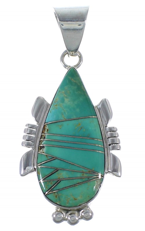 Southwest Sterling Silver And Turquoise Slide Pendant EX44398