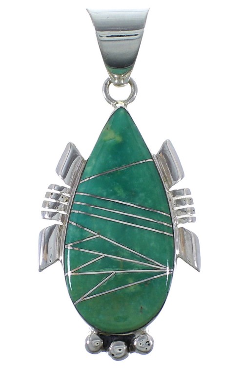 Sterling Silver And Turquoise Inlay Pendant EX44399