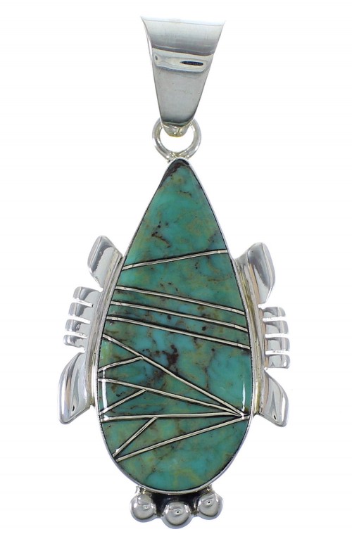 Southwest Turquoise Inlay Silver Pendant EX44400