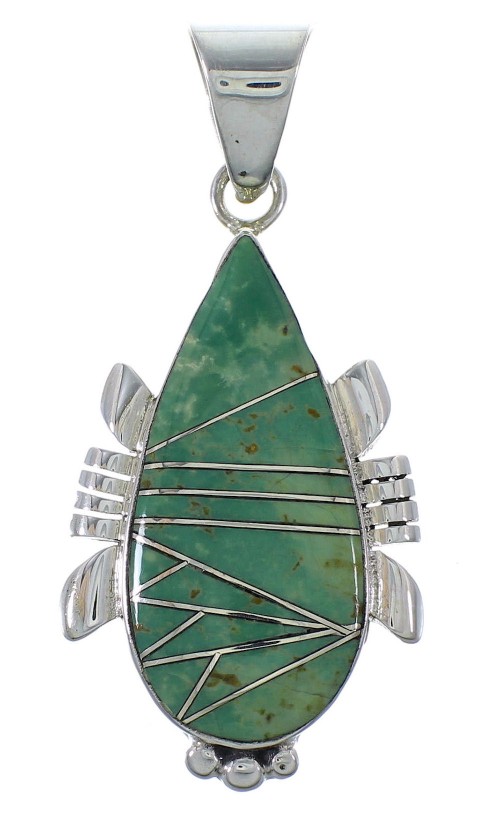 Turquoise Southwestern Silver Pendant EX44402