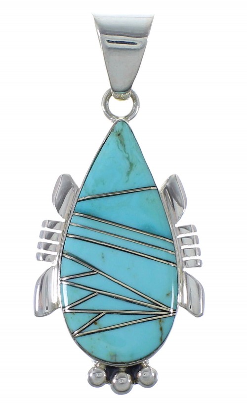 Silver And Turquoise Inlay Slide Pendant EX44417