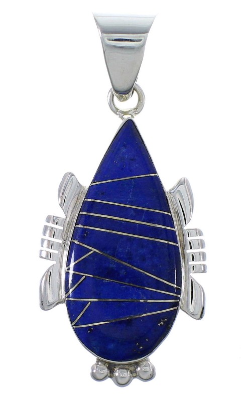 Lapis Inlay Sterling Silver Slide Pendant EX44428