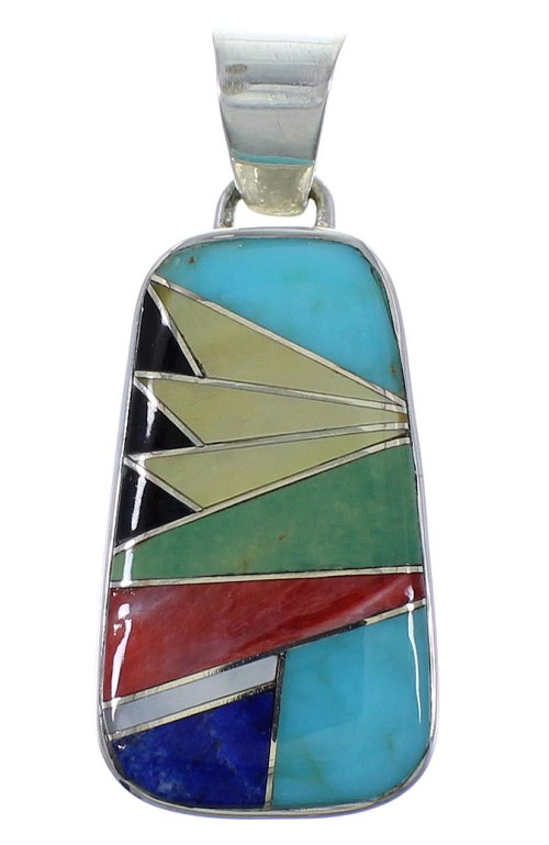 Multicolor Inlay And Silver Southwest Pendant EX44459