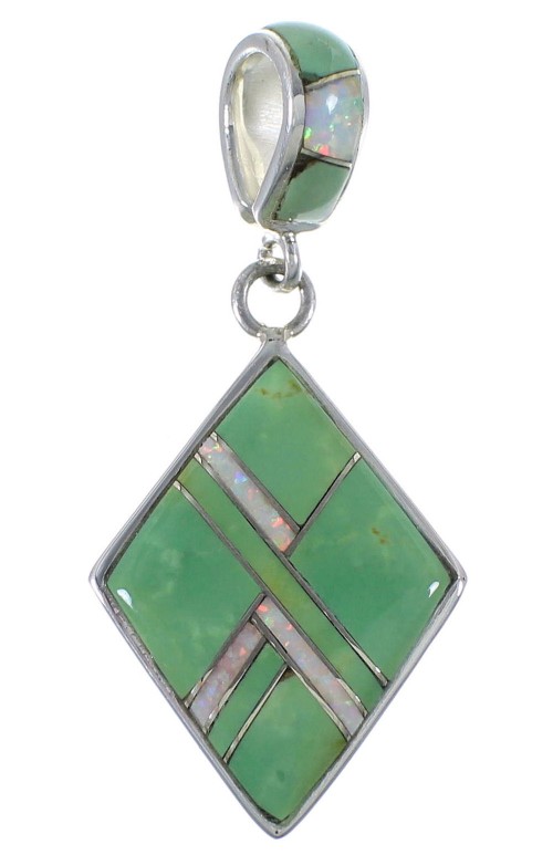 Southwestern Turquoise And Opal Silver Pendant EX44325
