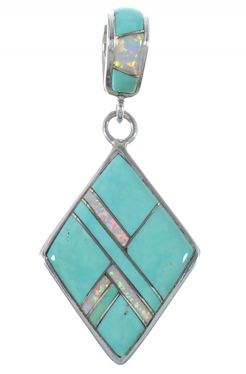 Turquoise Opal Inlay Silver Pendant EX44329