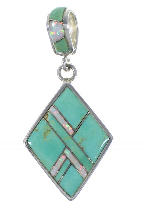 Southwest Turquoise Opal Silver Pendant EX44330